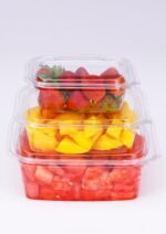 Saladier oval transparent avec couvercle charnière - 1000 ml   [PTS1000PET] – Image 2