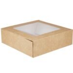 Boîte à gâteaux en kraft avec fenêtre - 14 cm