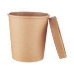POT EN KRAFT AVEC COUVERCLE - 32oz [PNB32K] – Image 2
