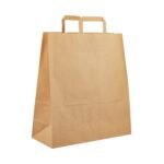 Sac en kraft à fond carré et à poignées plates   [SFC281729KF80]