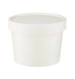 Pot en carton blanc avec couvercle - 12oz  [PNB12] – Image 2