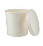 Pot en carton blanc avec couvercle - 26 oz  [PNB26] – Image 2
