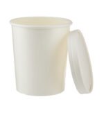 Pot en carton blanc avec couvercle - 32 oz  [PNB32] – Image 2